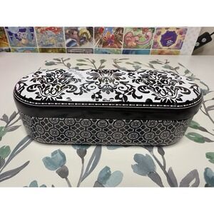 Brighton Hard Sunglasses Case Black White Floral Clamshell 6.5"
